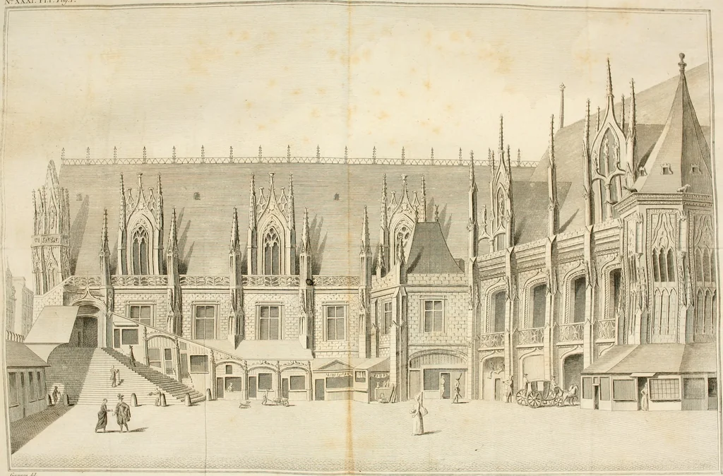 An illustration from Antiquités nationales, ou, Recueil de monumens : pour servir à l'histoire générale et particulière de l'empire françois, tels que tombeaux, inscriptions, statues, vitraux, fresques, etc. : tirés des abbayes, monastères, châteaux, et autres lieux devenus domaines nationaux, 1790, leaf 323
