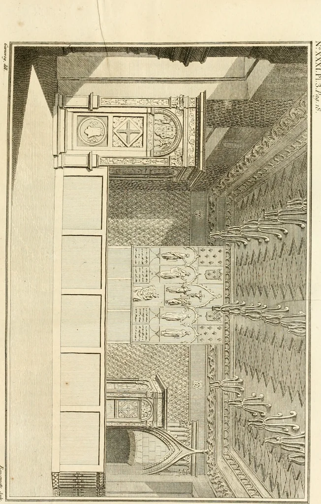 An illustration from Antiquités nationales, ou, Recueil de monumens : pour servir à l'histoire générale et particulière de l'empire françois, tels que tombeaux, inscriptions, statues, vitraux, fresques, etc. : tirés des abbayes, monastères, châteaux, et autres lieux devenus domaines nationaux, 1790, leaf 344