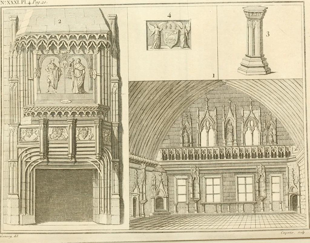 An illustration from Antiquités nationales, ou, Recueil de monumens : pour servir à l'histoire générale et particulière de l'empire françois, tels que tombeaux, inscriptions, statues, vitraux, fresques, etc. : tirés des abbayes, monastères, châteaux, et autres lieux devenus domaines nationaux, 1790, leaf 348