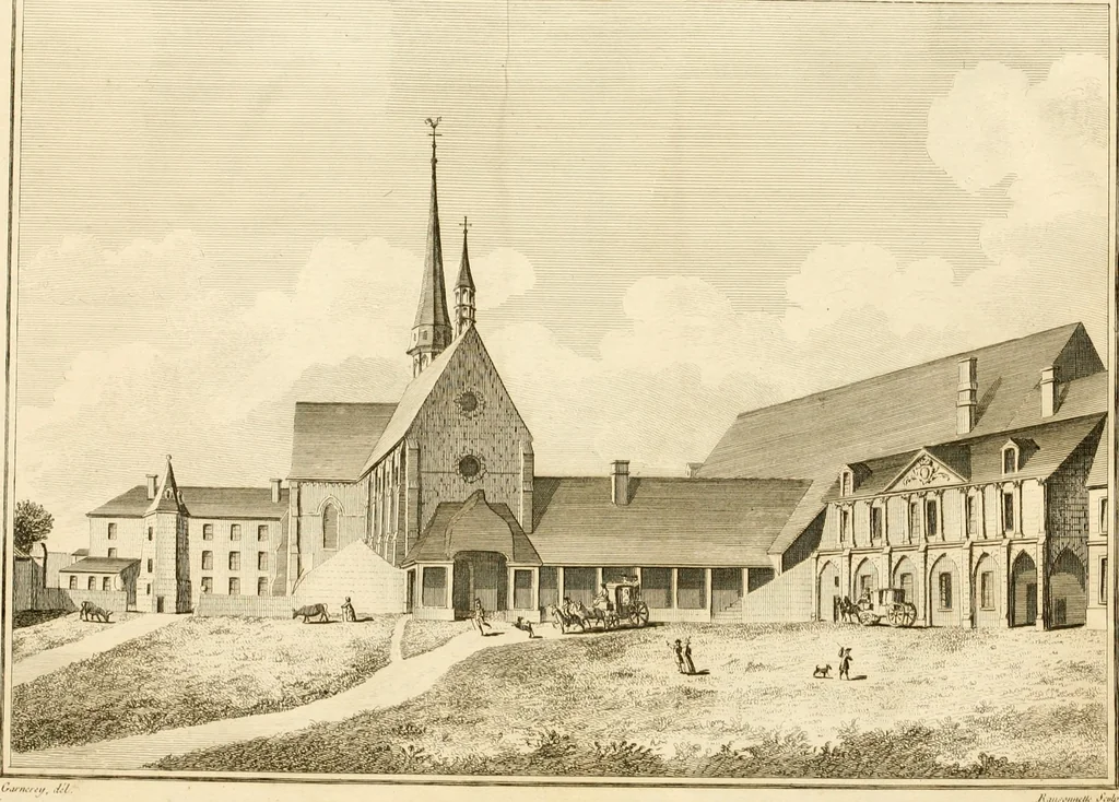 An illustration from Antiquités nationales, ou, Recueil de monumens : pour servir à l'histoire générale et particulière de l'empire françois, tels que tombeaux, inscriptions, statues, vitraux, fresques, etc. : tirés des abbayes, monastères, châteaux, et autres lieux devenus domaines nationaux, 1790, leaf 397