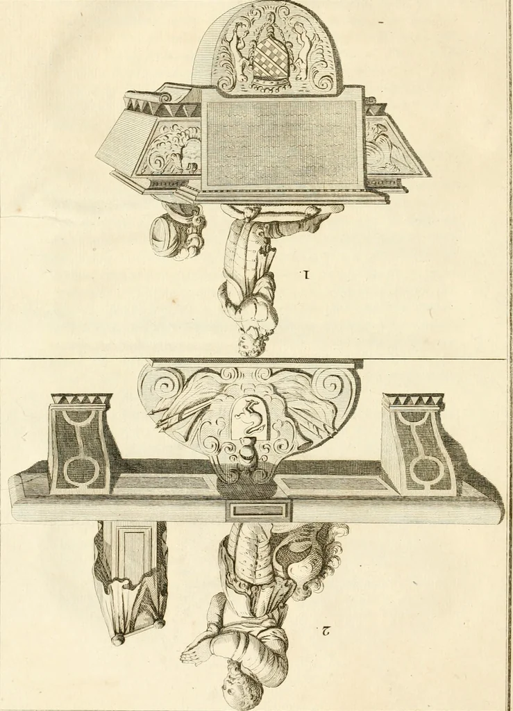 An illustration from Antiquités nationales, ou, Recueil de monumens : pour servir à l'histoire générale et particulière de l'empire françois, tels que tombeaux, inscriptions, statues, vitraux, fresques, etc. : tirés des abbayes, monastères, châteaux, et autres lieux devenus domaines nationaux, 1790, leaf 41