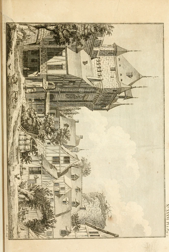 An illustration from Antiquités nationales, ou, Recueil de monumens : pour servir à l'histoire générale et particulière de l'empire françois, tels que tombeaux, inscriptions, statues, vitraux, fresques, etc. : tirés des abbayes, monastères, châteaux, et autres lieux devenus domaines nationaux, 1790, leaf 480
