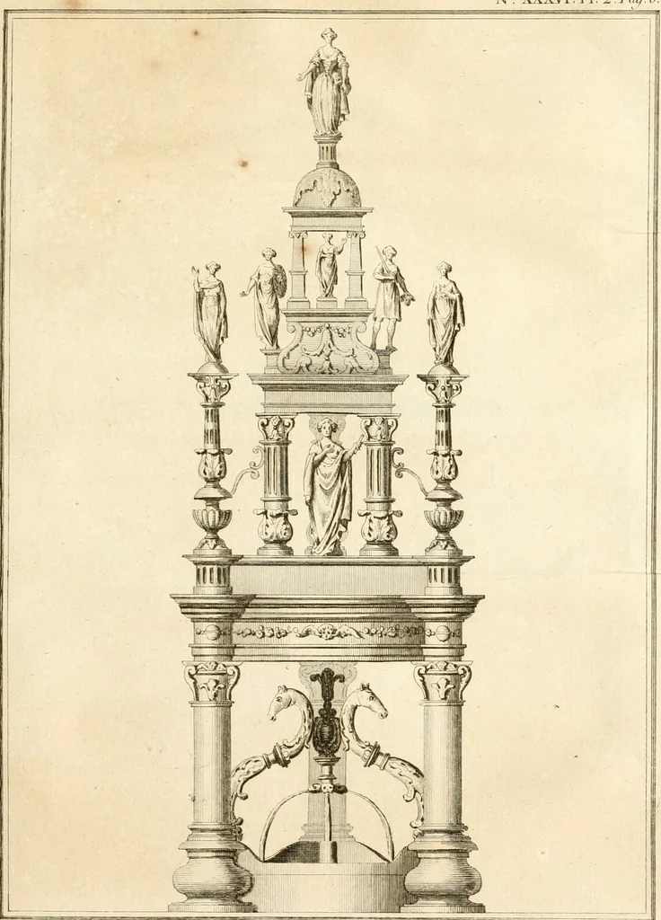 An illustration from Antiquités nationales, ou, Recueil de monumens : pour servir à l'histoire générale et particulière de l'empire françois, tels que tombeaux, inscriptions, statues, vitraux, fresques, etc. : tirés des abbayes, monastères, châteaux, et autres lieux devenus domaines nationaux, 1790, leaf 488