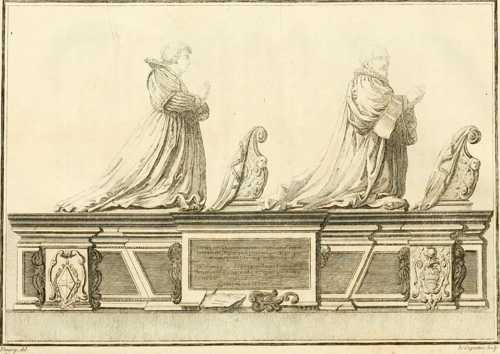 An illustration from Antiquités nationales, ou, Recueil de monumens : pour servir à l'histoire générale et particulière de l'empire françois, tels que tombeaux, inscriptions, statues, vitraux, fresques, etc. : tirés des abbayes, monastères, châteaux, et autres lieux devenus domaines nationaux, 1790, leaf 57