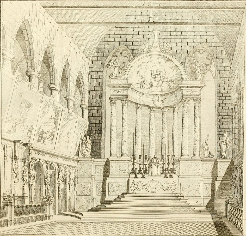 An illustration from Antiquités nationales, ou, Recueil de monumens : pour servir à l'histoire générale et particulière de l'empire françois, tels que tombeaux, inscriptions, statues, vitraux, fresques, etc. : tirés des abbayes, monastères, châteaux, et autres lieux devenus domaines nationaux, 1790, leaf 94
