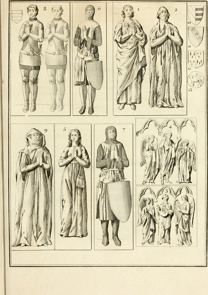 An illustration from Antiquités nationales, ou, Recueil de monumens : pour servir à l'histoire générale et particulière de l'empire françois, tels que tombeaux, inscriptions, statues, vitraux, fresques, etc. : tirés des abbayes, monastères, châteaux, et autres lieux devenus domaines nationaux, 1790, leaf 220