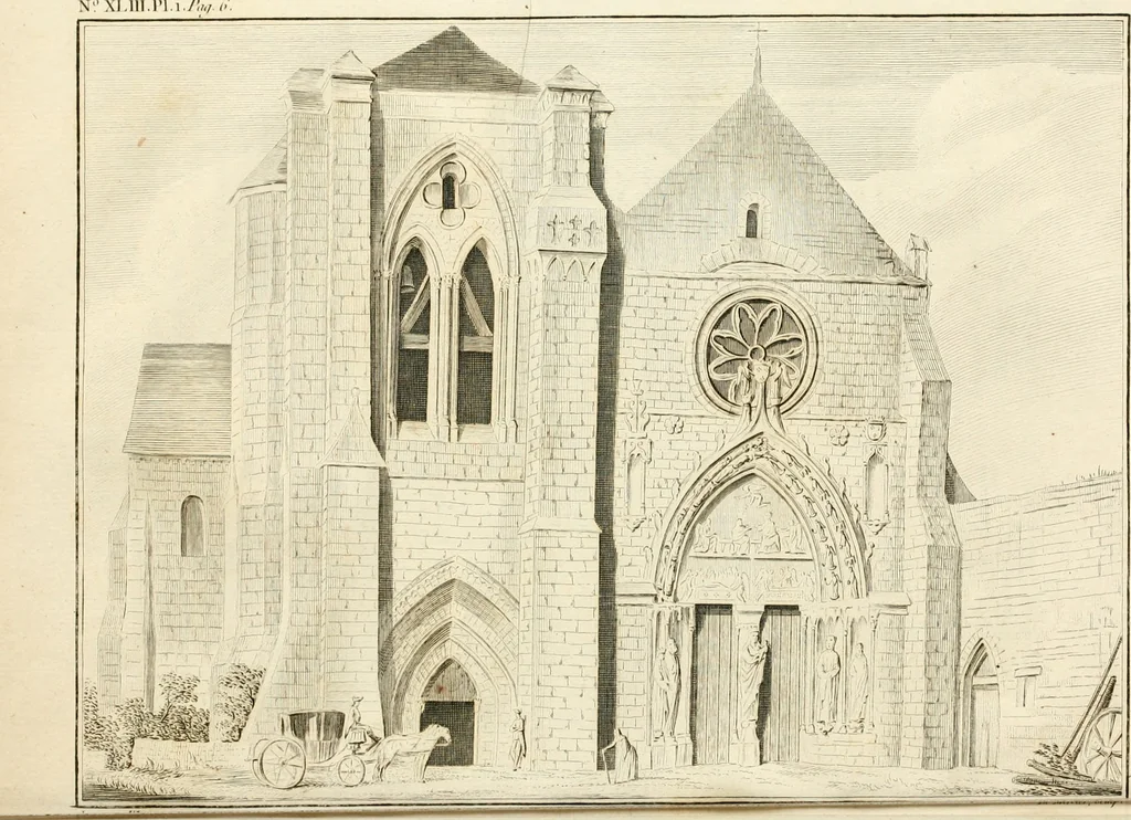 An illustration from Antiquités nationales, ou, Recueil de monumens : pour servir à l'histoire générale et particulière de l'empire françois, tels que tombeaux, inscriptions, statues, vitraux, fresques, etc. : tirés des abbayes, monastères, châteaux, et autres lieux devenus domaines nationaux, 1790, leaf 234