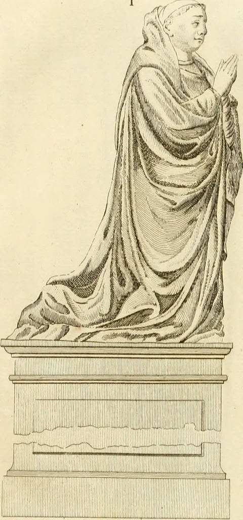 An illustration from Antiquités nationales, ou, Recueil de monumens : pour servir à l'histoire générale et particulière de l'empire françois, tels que tombeaux, inscriptions, statues, vitraux, fresques, etc. : tirés des abbayes, monastères, châteaux, et autres lieux devenus domaines nationaux, 1790, leaf 311