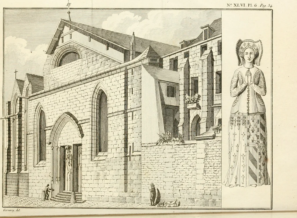 An illustration from Antiquités nationales, ou, Recueil de monumens : pour servir à l'histoire générale et particulière de l'empire françois, tels que tombeaux, inscriptions, statues, vitraux, fresques, etc. : tirés des abbayes, monastères, châteaux, et autres lieux devenus domaines nationaux, 1790, leaf 336