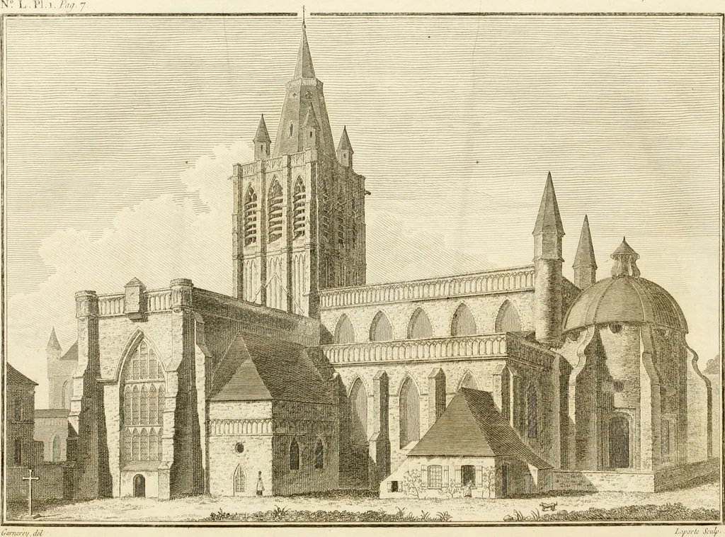 An illustration from Antiquités nationales, ou, Recueil de monumens : pour servir à l'histoire générale et particulière de l'empire françois, tels que tombeaux, inscriptions, statues, vitraux, fresques, etc. : tirés des abbayes, monastères, châteaux, et autres lieux devenus domaines nationaux, 1790, leaf 441