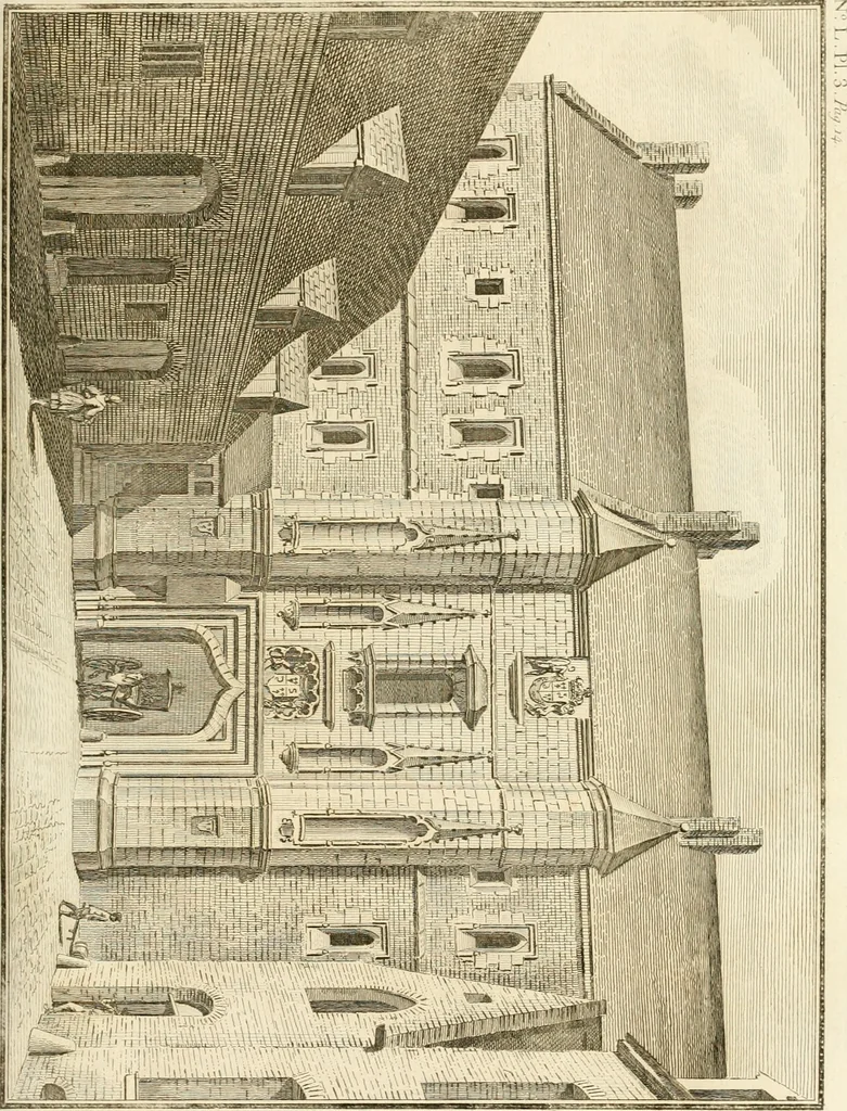 An illustration from Antiquités nationales, ou, Recueil de monumens : pour servir à l'histoire générale et particulière de l'empire françois, tels que tombeaux, inscriptions, statues, vitraux, fresques, etc. : tirés des abbayes, monastères, châteaux, et autres lieux devenus domaines nationaux, 1790, leaf 452