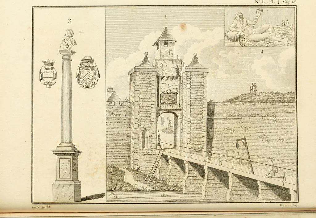 An illustration from Antiquités nationales, ou, Recueil de monumens : pour servir à l'histoire générale et particulière de l'empire françois, tels que tombeaux, inscriptions, statues, vitraux, fresques, etc. : tirés des abbayes, monastères, châteaux, et autres lieux devenus domaines nationaux, 1790, leaf 455