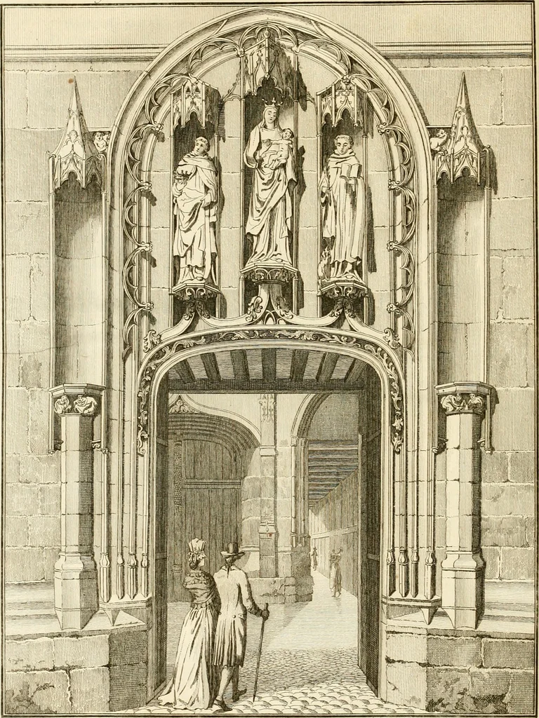 An illustration from Antiquités nationales, ou, Recueil de monumens : pour servir à l'histoire générale et particulière de l'empire françois, tels que tombeaux, inscriptions, statues, vitraux, fresques, etc. : tirés des abbayes, monastères, châteaux, et autres lieux devenus domaines nationaux, 1790, leaf 51