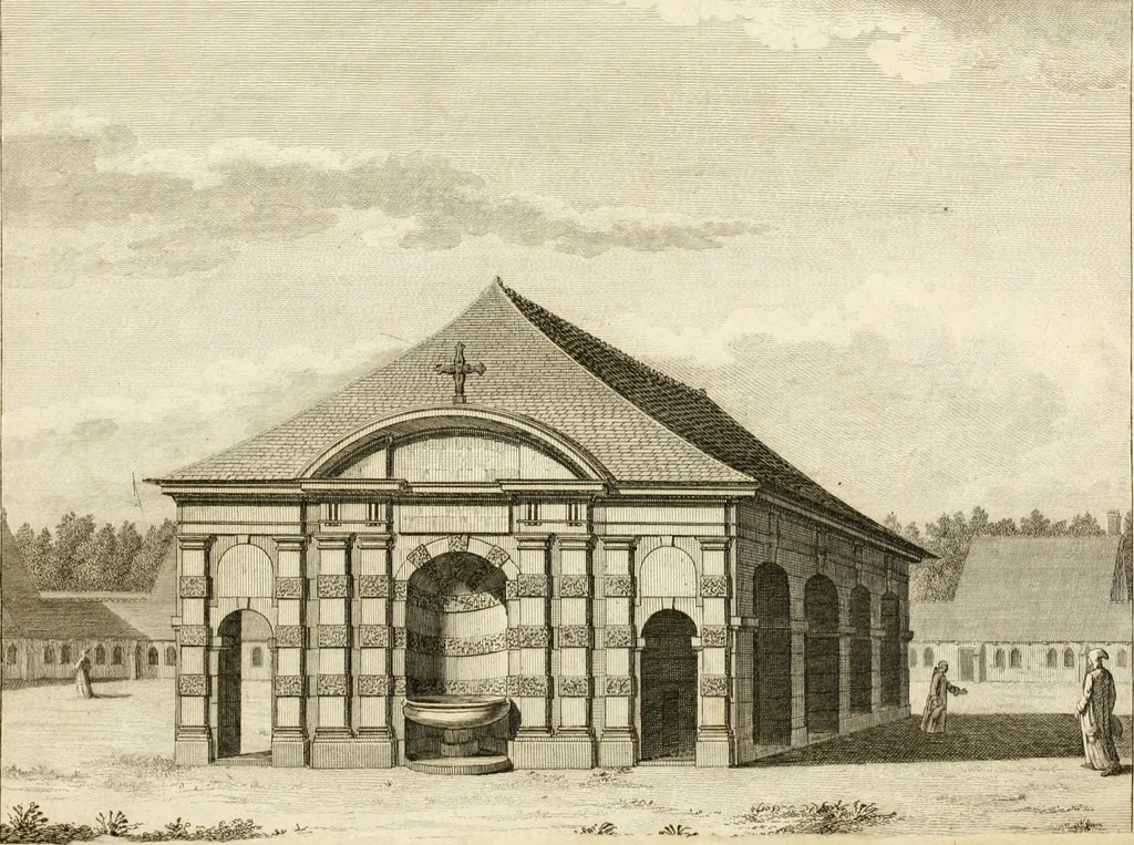 An illustration from Antiquités nationales, ou, Recueil de monumens : pour servir à l'histoire générale et particulière de l'empire françois, tels que tombeaux, inscriptions, statues, vitraux, fresques, etc. : tirés des abbayes, monastères, châteaux, et autres lieux devenus domaines nationaux, 1790, leaf 106