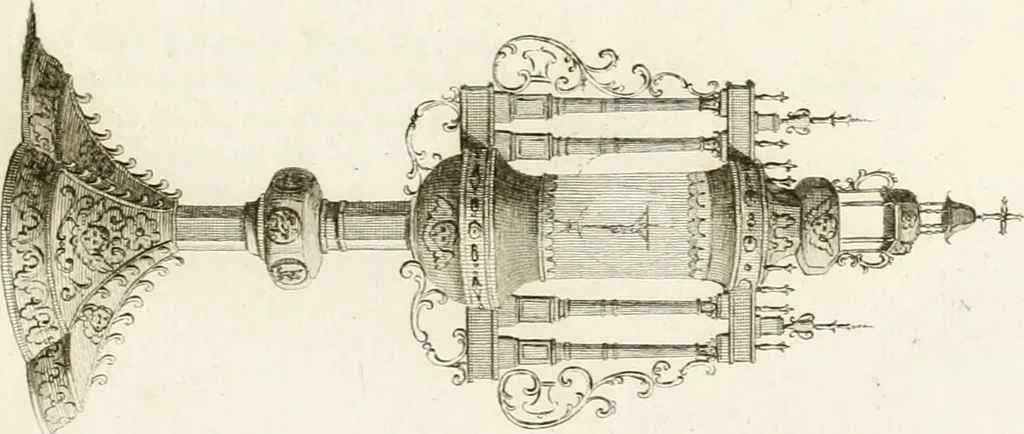 An illustration from Antiquités nationales, ou, Recueil de monumens : pour servir à l'histoire générale et particulière de l'empire françois, tels que tombeaux, inscriptions, statues, vitraux, fresques, etc. : tirés des abbayes, monastères, châteaux, et autres lieux devenus domaines nationaux, 1790, leaf 216
