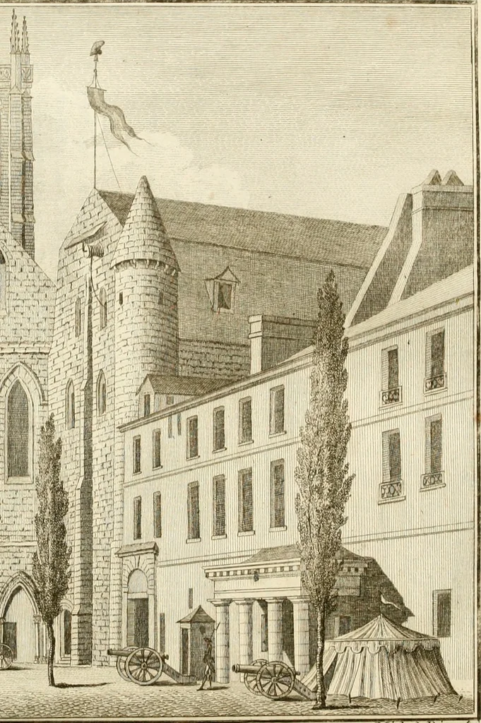 An illustration from Antiquités nationales, ou, Recueil de monumens : pour servir à l'histoire générale et particulière de l'empire françois, tels que tombeaux, inscriptions, statues, vitraux, fresques, etc. : tirés des abbayes, monastères, châteaux, et autres lieux devenus domaines nationaux, 1790, leaf 335