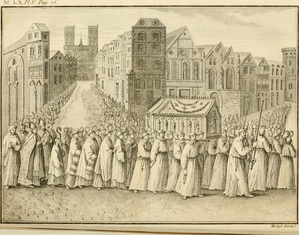 An illustration from Antiquités nationales, ou, Recueil de monumens : pour servir à l'histoire générale et particulière de l'empire françois, tels que tombeaux, inscriptions, statues, vitraux, fresques, etc. : tirés des abbayes, monastères, châteaux, et autres lieux devenus domaines nationaux, 1790, leaf 361