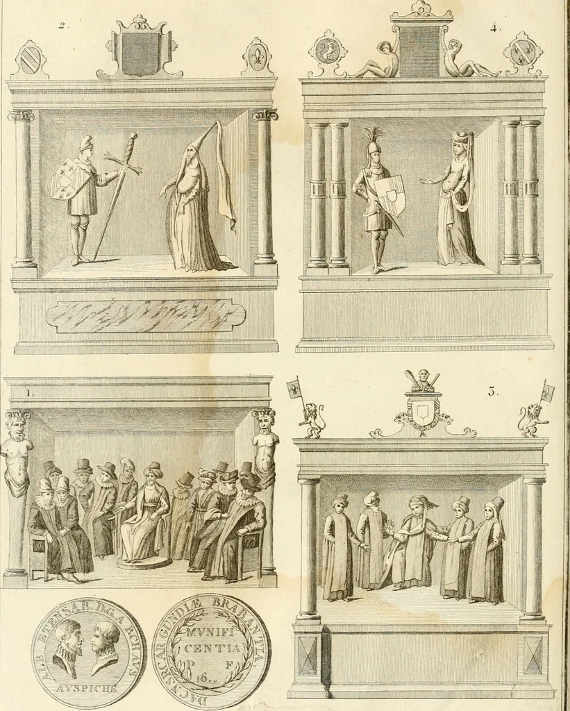 An illustration from Antiquités nationales, ou, Recueil de monumens : pour servir à l'histoire générale et particulière de l'empire françois, tels que tombeaux, inscriptions, statues, vitraux, fresques, etc. : tirés des abbayes, monastères, châteaux, et autres lieux devenus domaines nationaux, 1790, leaf 441