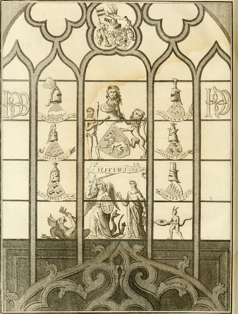 An illustration from Antiquités nationales, ou, Recueil de monumens : pour servir à l'histoire générale et particulière de l'empire françois, tels que tombeaux, inscriptions, statues, vitraux, fresques, etc. : tirés des abbayes, monastères, châteaux, et autres lieux devenus domaines nationaux, 1790, leaf 467