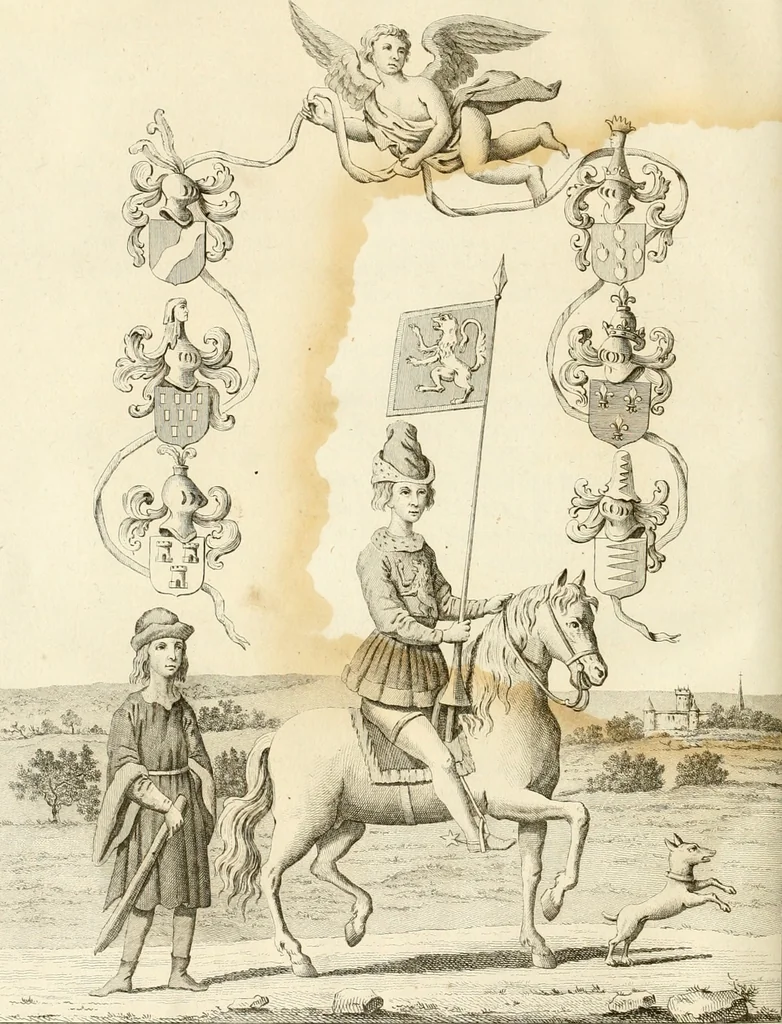 An illustration from Antiquités nationales, ou, Recueil de monumens : pour servir à l'histoire générale et particulière de l'empire françois, tels que tombeaux, inscriptions, statues, vitraux, fresques, etc. : tirés des abbayes, monastères, châteaux, et autres lieux devenus domaines nationaux, 1790, leaf 481