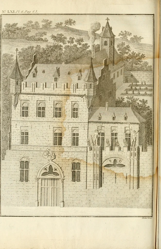 An illustration from Antiquités nationales, ou, Recueil de monumens : pour servir à l'histoire générale et particulière de l'empire françois, tels que tombeaux, inscriptions, statues, vitraux, fresques, etc. : tirés des abbayes, monastères, châteaux, et autres lieux devenus domaines nationaux, 1790, leaf 483