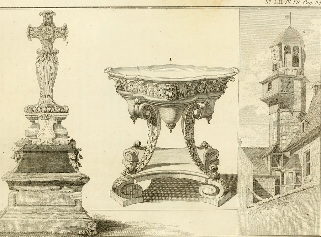An illustration from Antiquités nationales, ou, Recueil de monumens : pour servir à l'histoire générale et particulière de l'empire françois, tels que tombeaux, inscriptions, statues, vitraux, fresques, etc. : tirés des abbayes, monastères, châteaux, et autres lieux devenus domaines nationaux, 1790, leaf 66