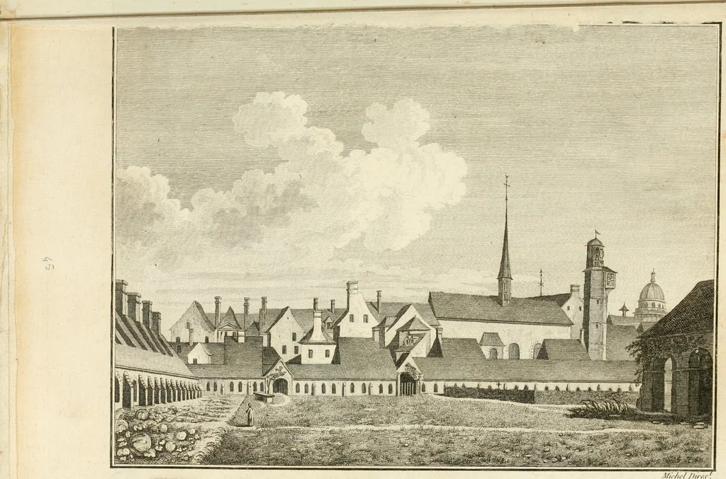 An illustration from Antiquités nationales, ou, Recueil de monumens : pour servir à l'histoire générale et particulière de l'empire françois, tels que tombeaux, inscriptions, statues, vitraux, fresques, etc. : tirés des abbayes, monastères, châteaux, et autres lieux devenus domaines nationaux, 1790, leaf 96