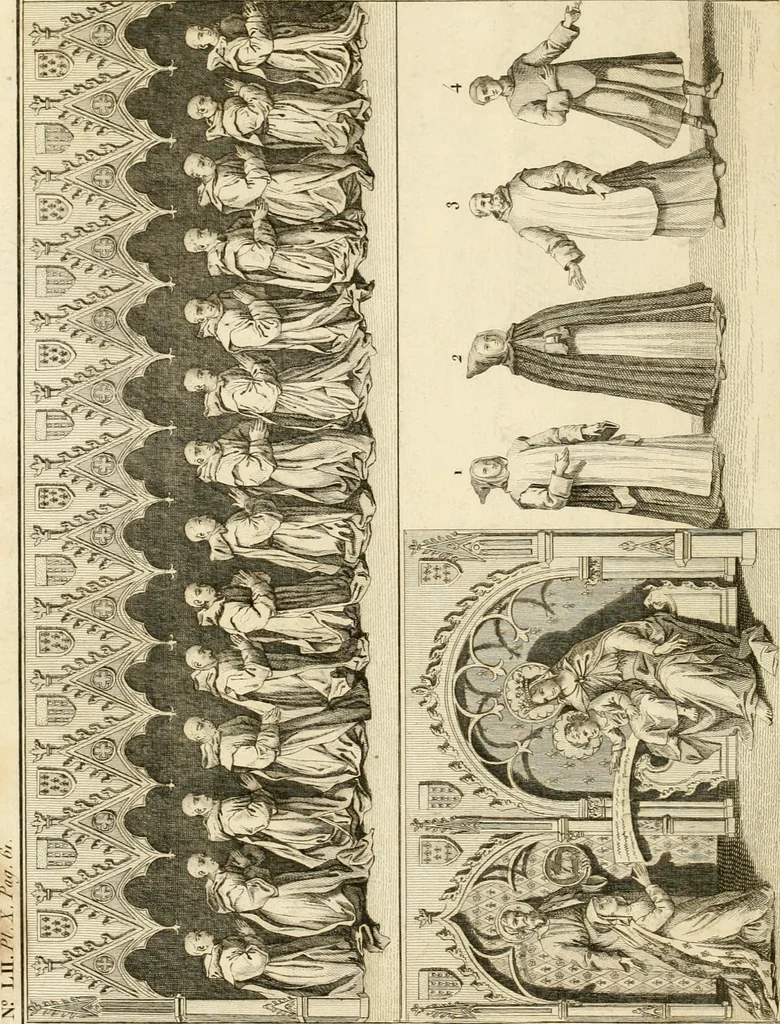 An illustration from Antiquités nationales, ou, Recueil de monumens : pour servir à l'histoire générale et particulière de l'empire françois, tels que tombeaux, inscriptions, statues, vitraux, fresques, etc. : tirés des abbayes, monastères, châteaux, et autres lieux devenus domaines nationaux, 1790, leaf 99