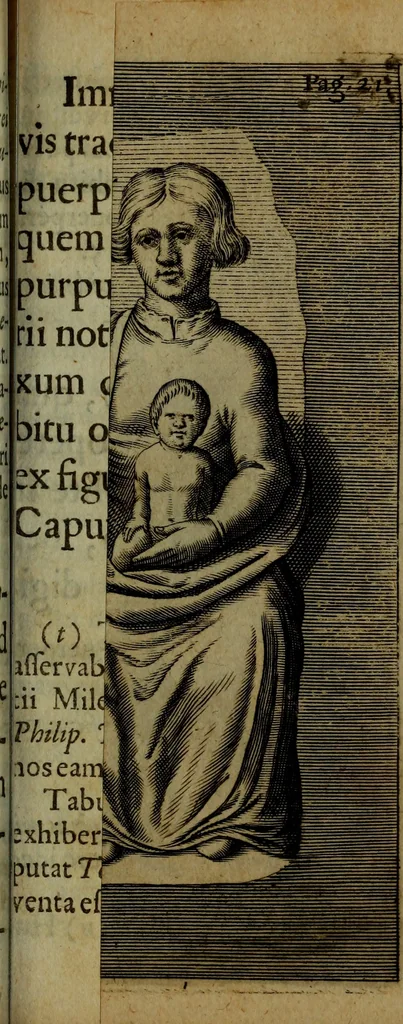 An illustration from Thomae Bartholini Antiqvitatvm Veteris pverperii synopsis a filio Casparo Bartholino commentario illustrata, 1676, leaf 48