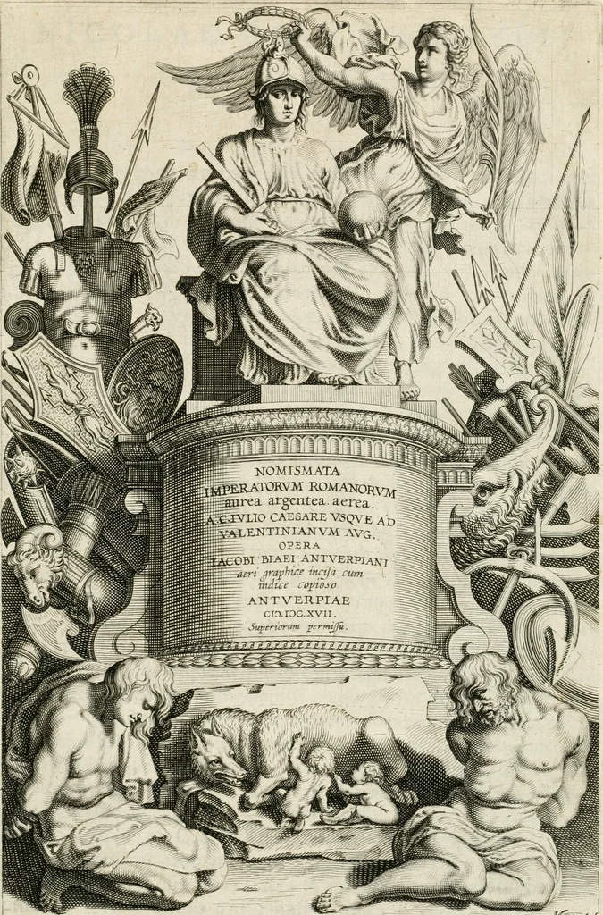 An illustration from Antonii Augustinii Archiepisc. Tarracon. Antiqvitatvm romanorvm hispanarvmqve in nvmmis vetervm, dialogi XI, 1617, leaf 222