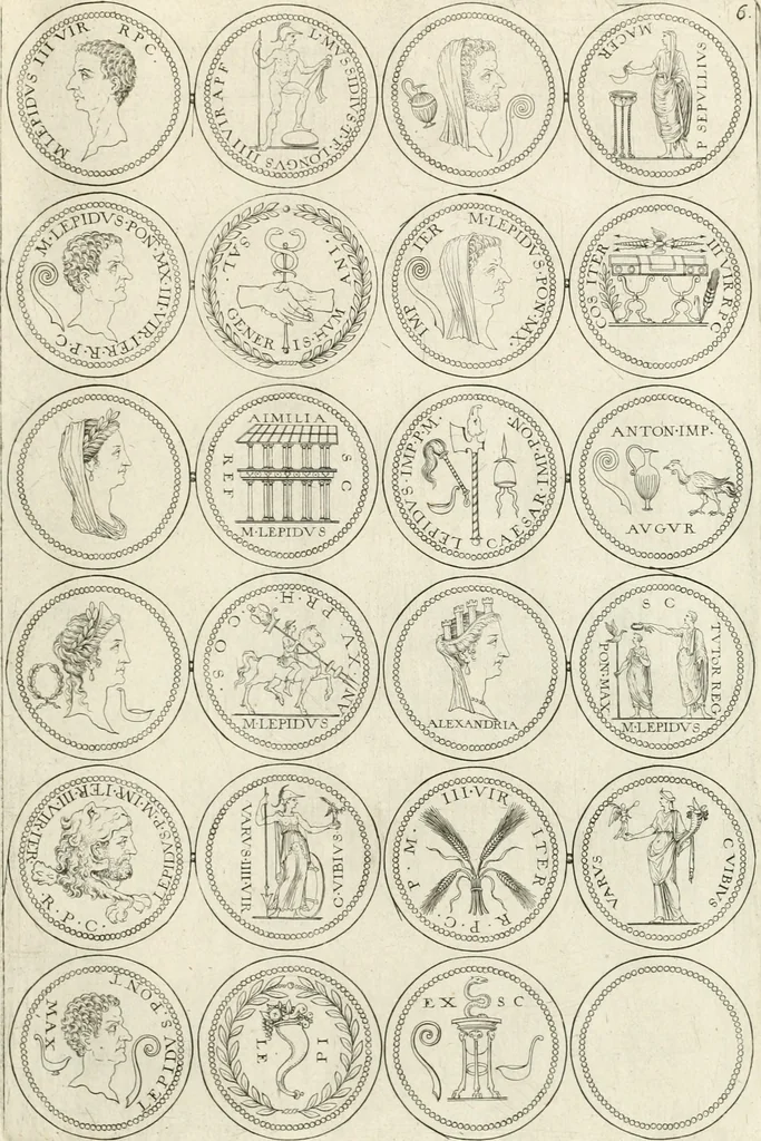 An illustration from Antonii Augustinii Archiepisc. Tarracon. Antiqvitatvm romanorvm hispanarvmqve in nvmmis vetervm, dialogi XI, 1617, leaf 236