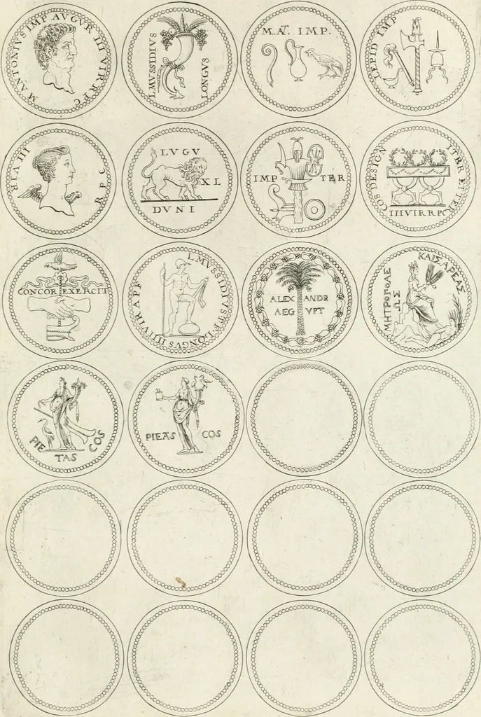 An illustration from Antonii Augustinii Archiepisc. Tarracon. Antiqvitatvm romanorvm hispanarvmqve in nvmmis vetervm, dialogi XI, 1617, leaf 240
