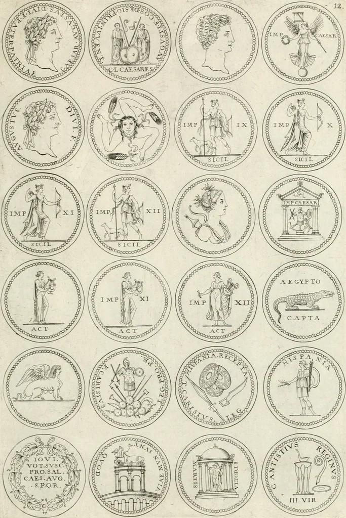 An illustration from Antonii Augustinii Archiepisc. Tarracon. Antiqvitatvm romanorvm hispanarvmqve in nvmmis vetervm, dialogi XI, 1617, leaf 248