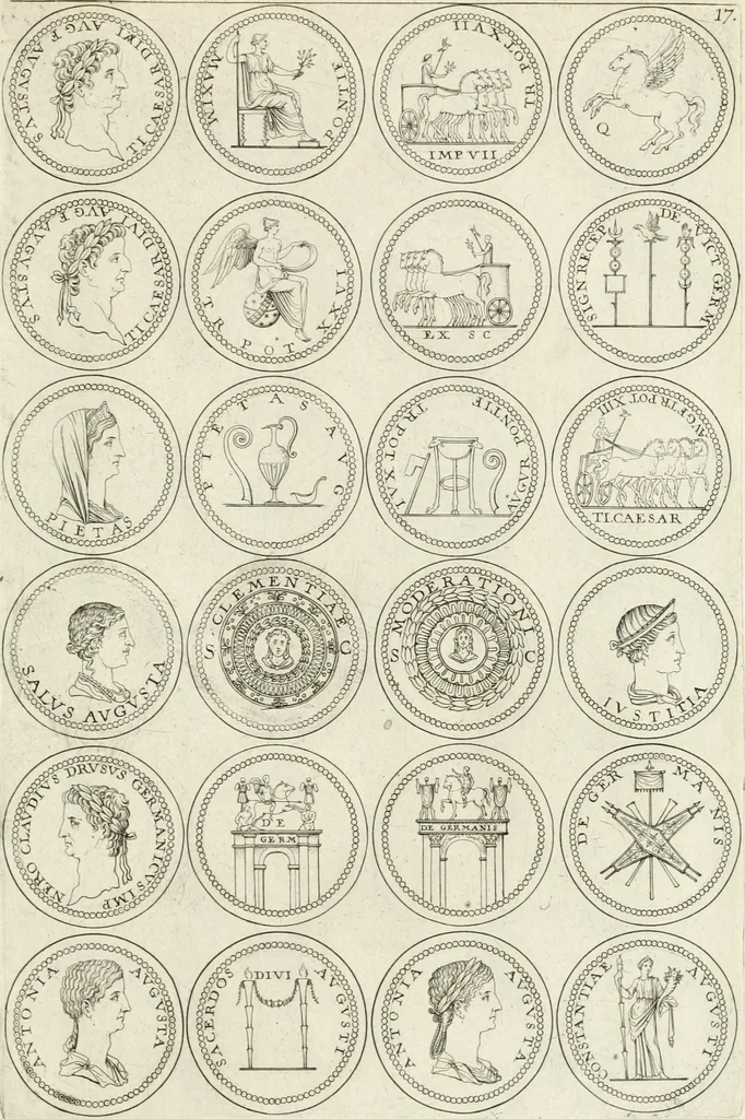 An illustration from Antonii Augustinii Archiepisc. Tarracon. Antiqvitatvm romanorvm hispanarvmqve in nvmmis vetervm, dialogi XI, 1617, leaf 258