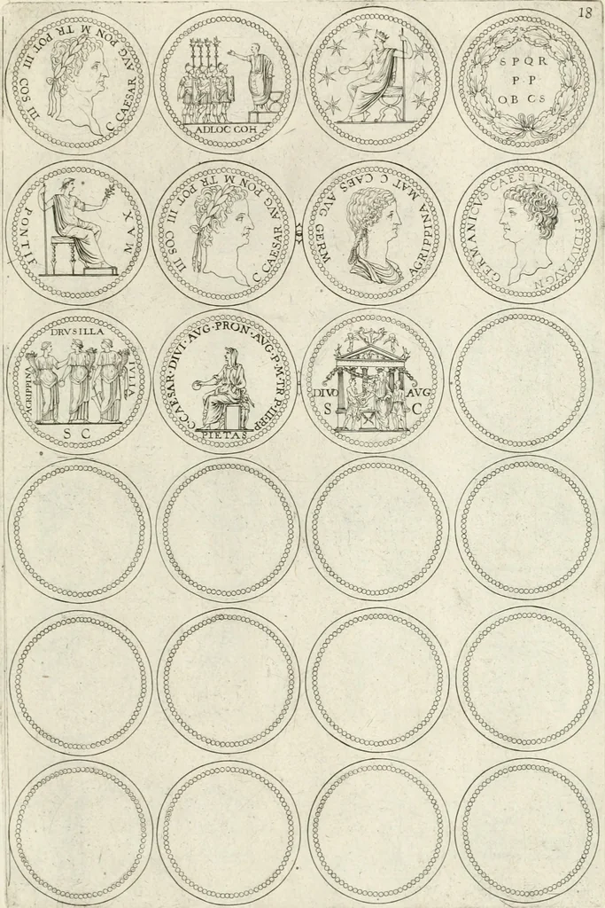 An illustration from Antonii Augustinii Archiepisc. Tarracon. Antiqvitatvm romanorvm hispanarvmqve in nvmmis vetervm, dialogi XI, 1617, leaf 260