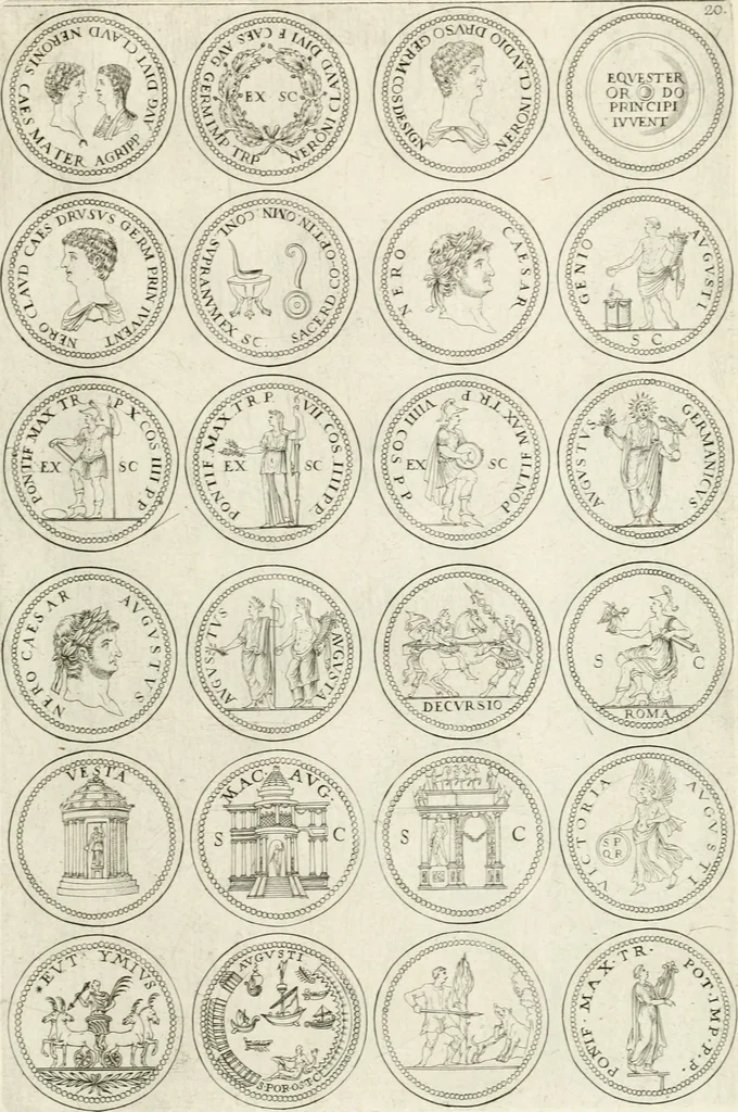 An illustration from Antonii Augustinii Archiepisc. Tarracon. Antiqvitatvm romanorvm hispanarvmqve in nvmmis vetervm, dialogi XI, 1617, leaf 264