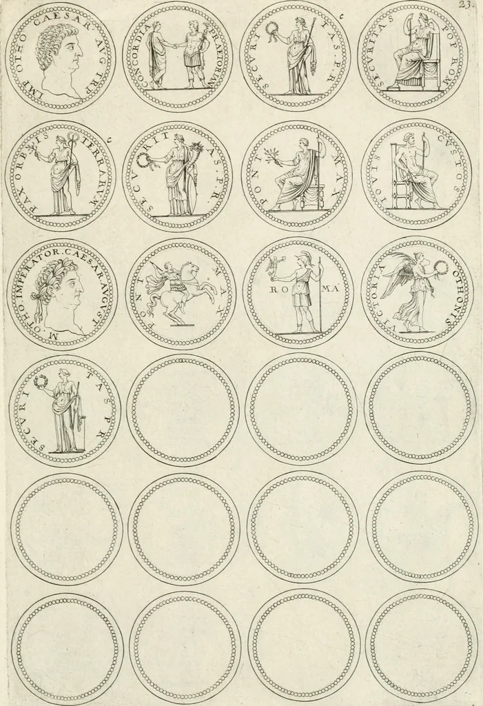 An illustration from Antonii Augustinii Archiepisc. Tarracon. Antiqvitatvm romanorvm hispanarvmqve in nvmmis vetervm, dialogi XI, 1617, leaf 270