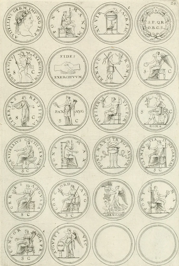 An illustration from Antonii Augustinii Archiepisc. Tarracon. Antiqvitatvm romanorvm hispanarvmqve in nvmmis vetervm, dialogi XI, 1617, leaf 272