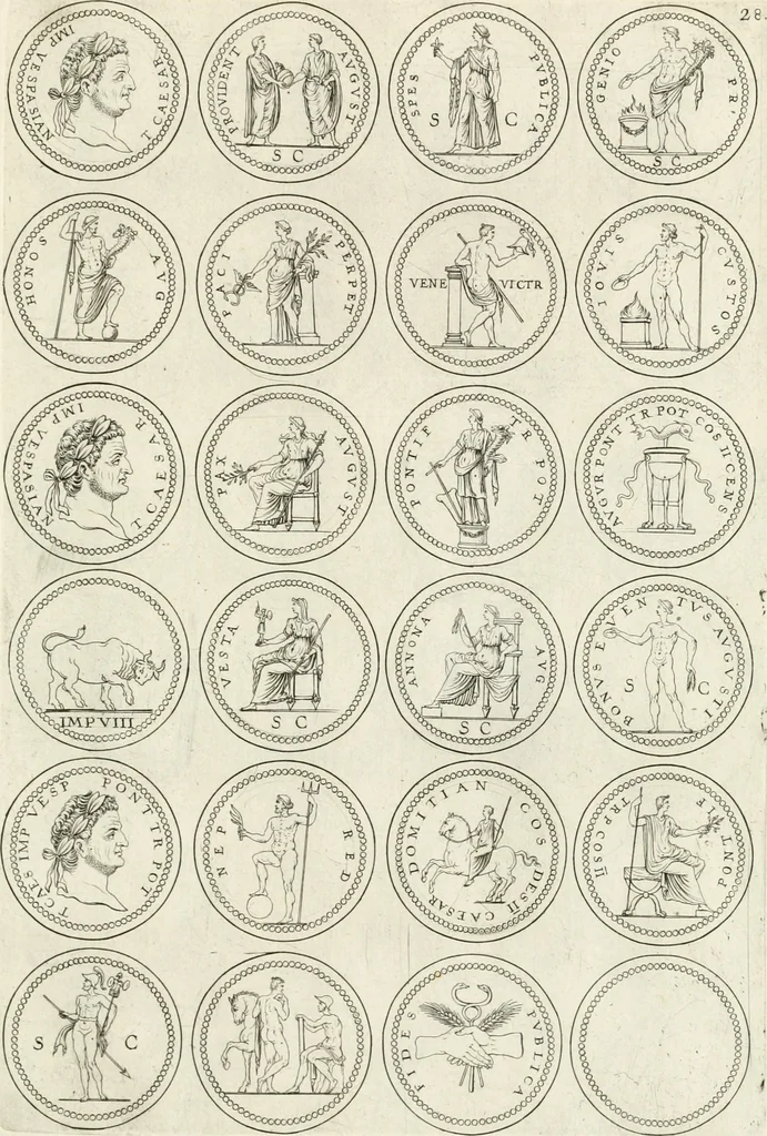 An illustration from Antonii Augustinii Archiepisc. Tarracon. Antiqvitatvm romanorvm hispanarvmqve in nvmmis vetervm, dialogi XI, 1617, leaf 280