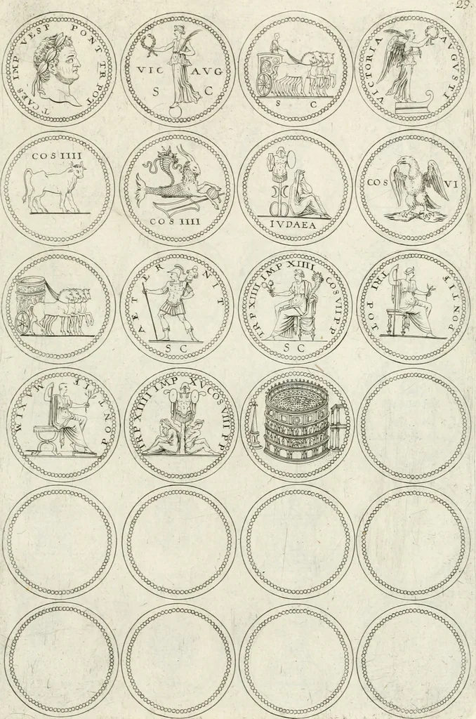 An illustration from Antonii Augustinii Archiepisc. Tarracon. Antiqvitatvm romanorvm hispanarvmqve in nvmmis vetervm, dialogi XI, 1617, leaf 282