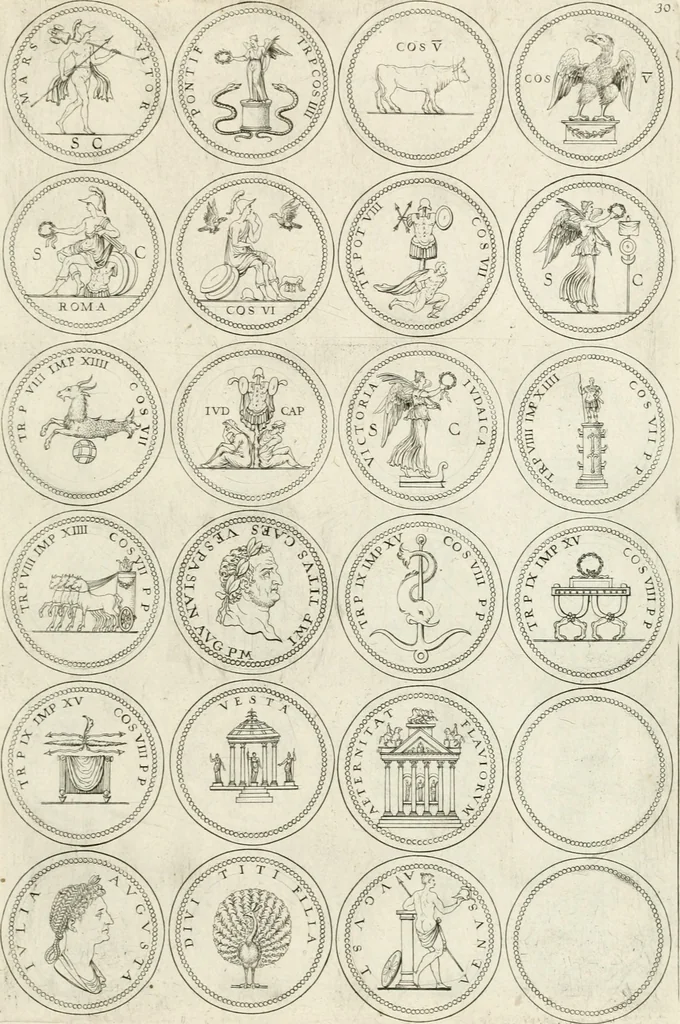An illustration from Antonii Augustinii Archiepisc. Tarracon. Antiqvitatvm romanorvm hispanarvmqve in nvmmis vetervm, dialogi XI, 1617, leaf 284