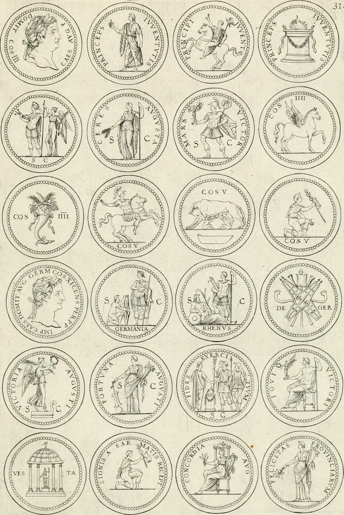 An illustration from Antonii Augustinii Archiepisc. Tarracon. Antiqvitatvm romanorvm hispanarvmqve in nvmmis vetervm, dialogi XI, 1617, leaf 286