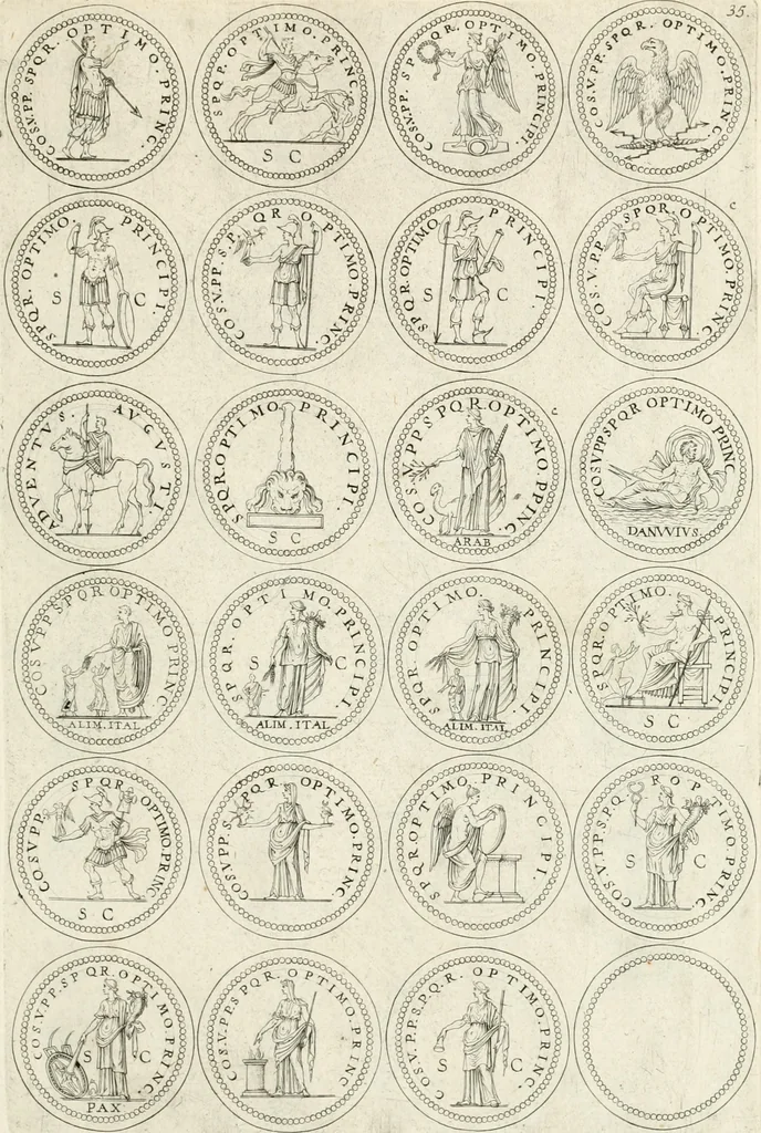 An illustration from Antonii Augustinii Archiepisc. Tarracon. Antiqvitatvm romanorvm hispanarvmqve in nvmmis vetervm, dialogi XI, 1617, leaf 294