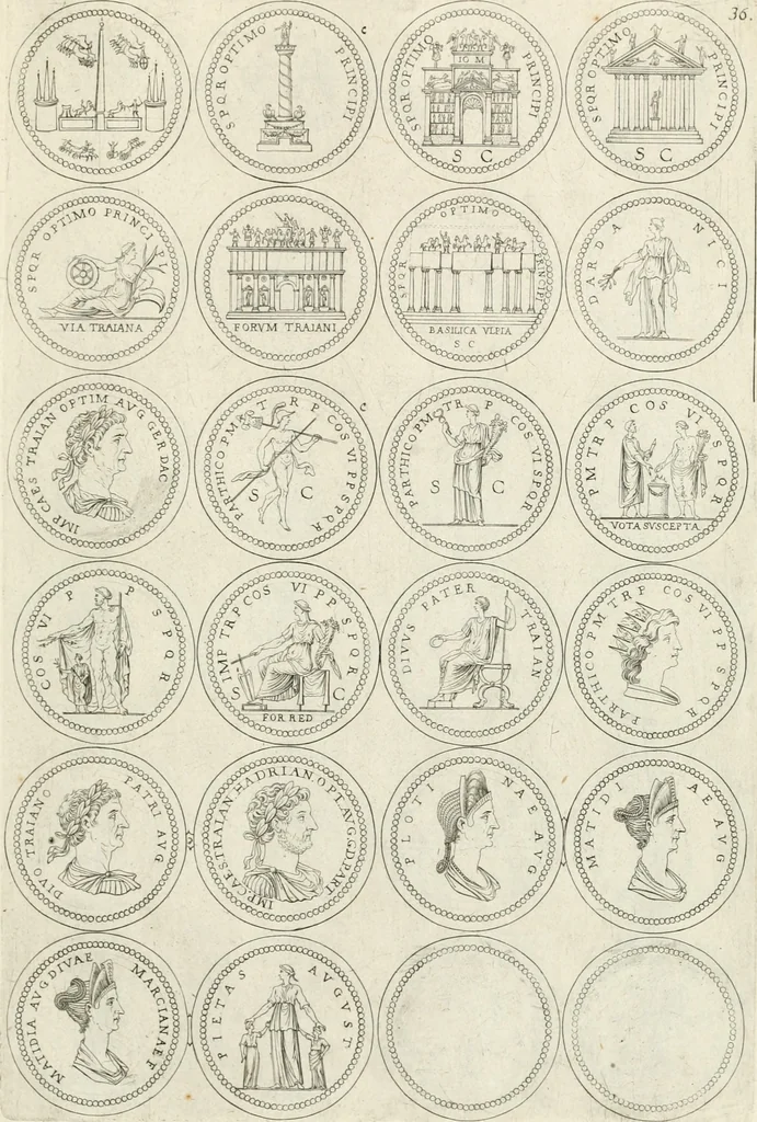 An illustration from Antonii Augustinii Archiepisc. Tarracon. Antiqvitatvm romanorvm hispanarvmqve in nvmmis vetervm, dialogi XI, 1617, leaf 296