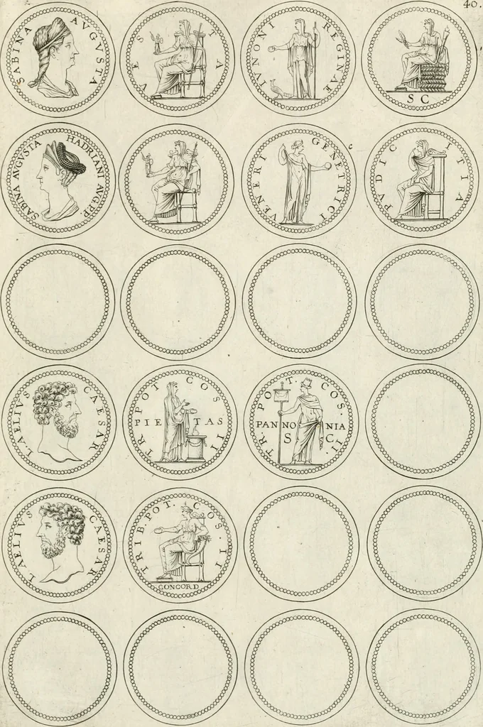 An illustration from Antonii Augustinii Archiepisc. Tarracon. Antiqvitatvm romanorvm hispanarvmqve in nvmmis vetervm, dialogi XI, 1617, leaf 304