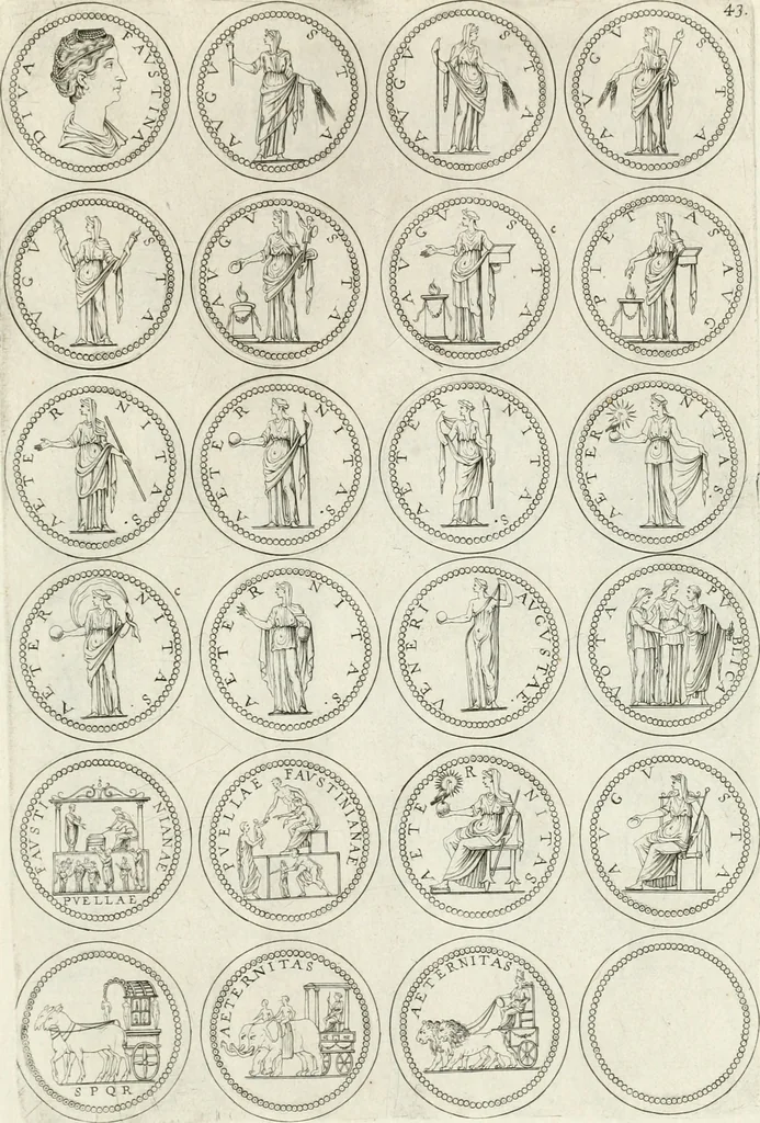 An illustration from Antonii Augustinii Archiepisc. Tarracon. Antiqvitatvm romanorvm hispanarvmqve in nvmmis vetervm, dialogi XI, 1617, leaf 310