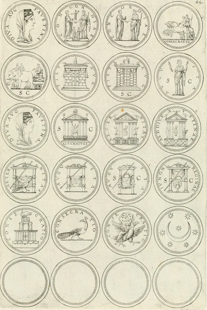 An illustration from Antonii Augustinii Archiepisc. Tarracon. Antiqvitatvm romanorvm hispanarvmqve in nvmmis vetervm, dialogi XI, 1617, leaf 312