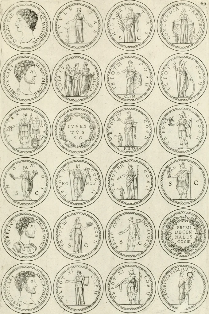 An illustration from Antonii Augustinii Archiepisc. Tarracon. Antiqvitatvm romanorvm hispanarvmqve in nvmmis vetervm, dialogi XI, 1617, leaf 314