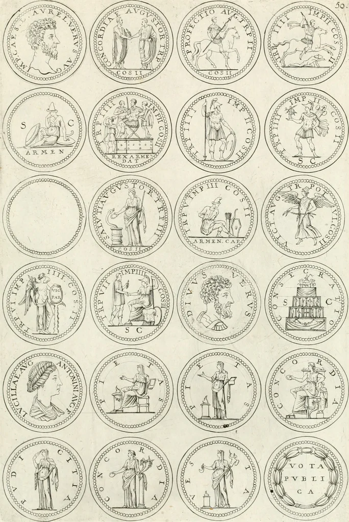 An illustration from Antonii Augustinii Archiepisc. Tarracon. Antiqvitatvm romanorvm hispanarvmqve in nvmmis vetervm, dialogi XI, 1617, leaf 324