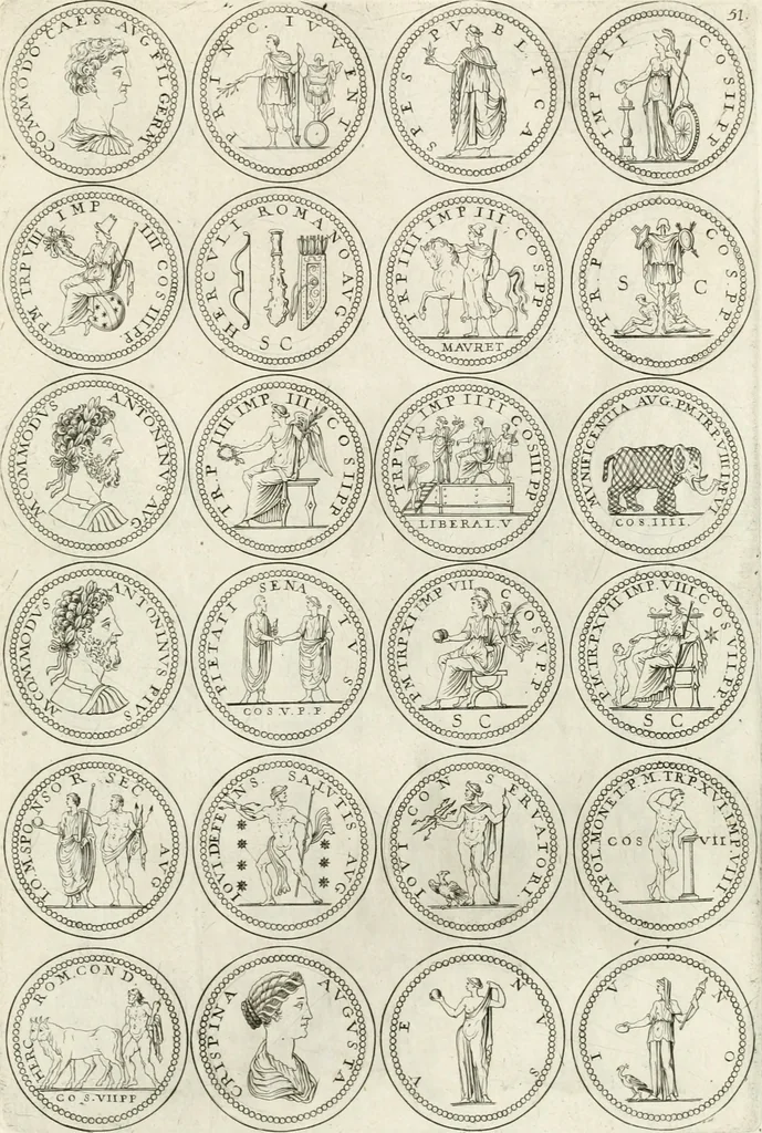 An illustration from Antonii Augustinii Archiepisc. Tarracon. Antiqvitatvm romanorvm hispanarvmqve in nvmmis vetervm, dialogi XI, 1617, leaf 326